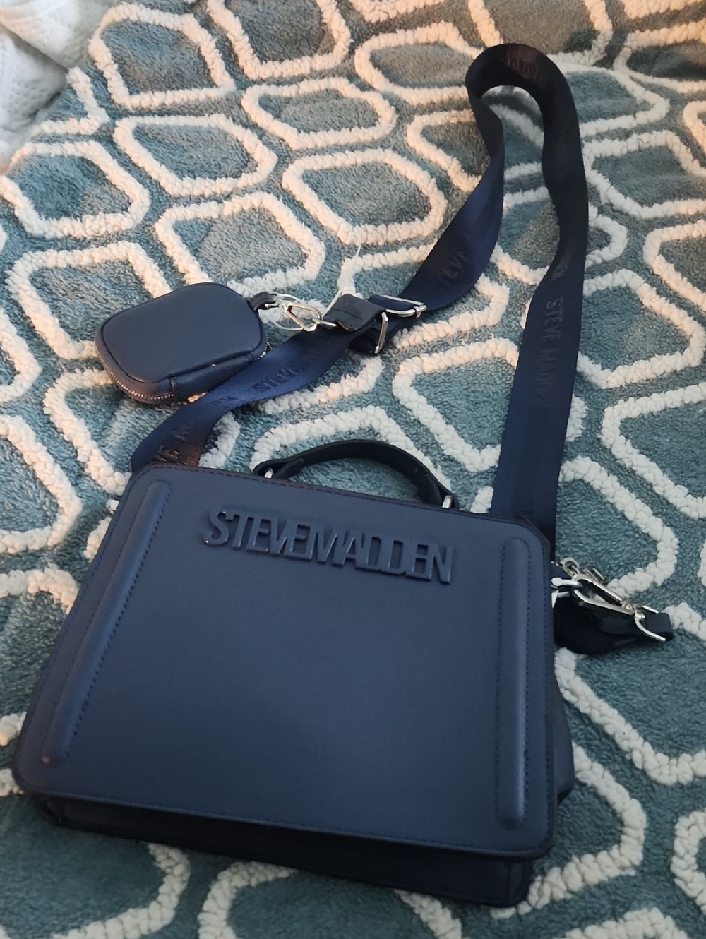 Steve Madden Navy Crossbody Messenger with Detachable Strap